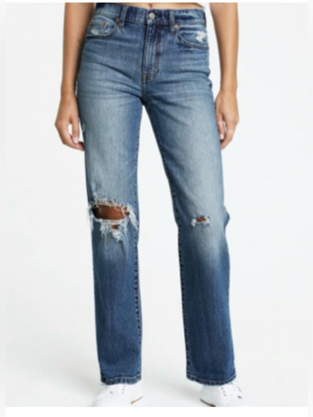 DAZE Sundaze High Rise Dad Jeans Size 28 Distressed Straight Leg 30” Inseam